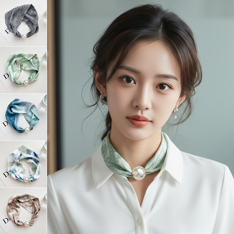 동글진주 화사 고급스런 마그네틱 미니 목걸이스카프 - 상품 이미지