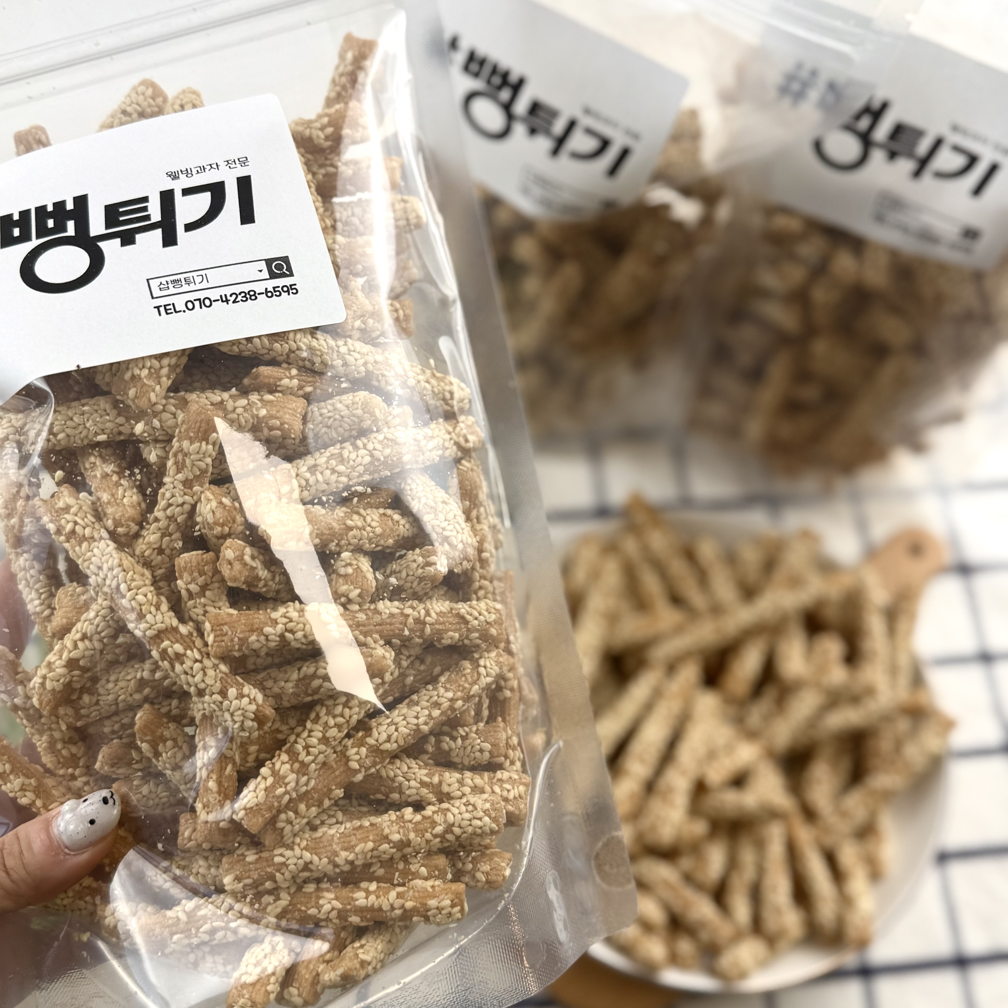 [샵뻥튀기] 구운 참마깨스틱 300g 참깨 고소한 바삭 담백간식 대용량 과자 이미지 8