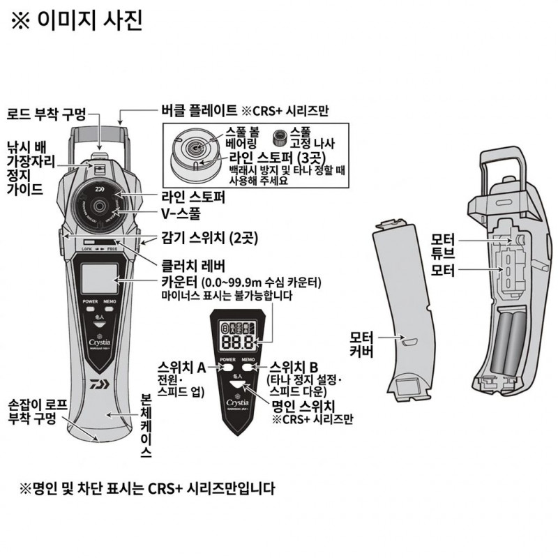 일본 다이와 전동릴 Christia Wakasagi CRS 소형 대형 낚시릴 배터리 케이블 포함 [관부가세포함] 블랙 - 상세 이미지 5