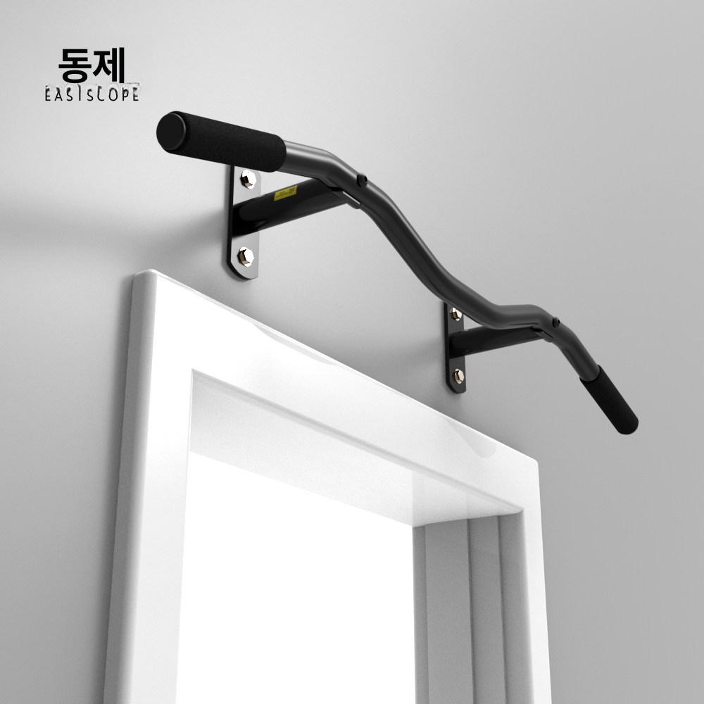 벽걸이 철봉 홈짐 턱걸이바 고정형 벽부착 홈트 풀업바 K120-2 M자형봉 블랙스틸 - 상세 이미지 2