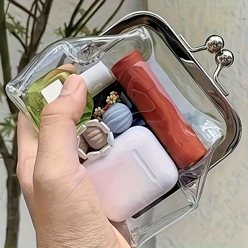 투명 PVC 똑딱이 카드 동전 지갑 파우치 클러치 용돈 엔화 지갑 케이스 립스틱 파우치 - 상세 이미지 3