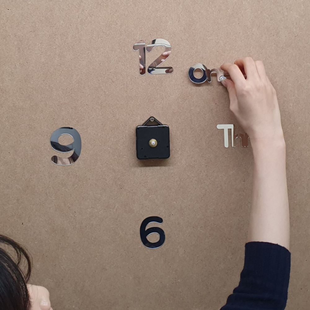 저소음 DIY 디자인 벽시계 실버 - 상품 이미지