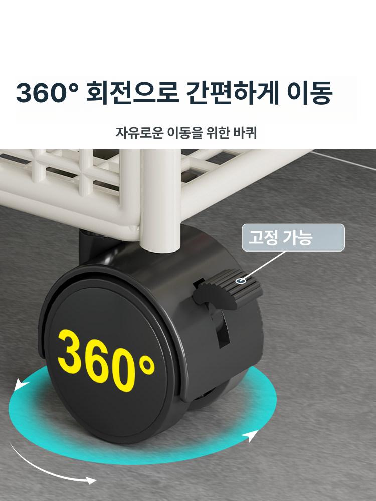 서랍형트롤리 세탁실 슬라이드 수납함 진열대 철제 이동선반 수납장 바퀴형 슬림 스낵바 - 상세 이미지 4