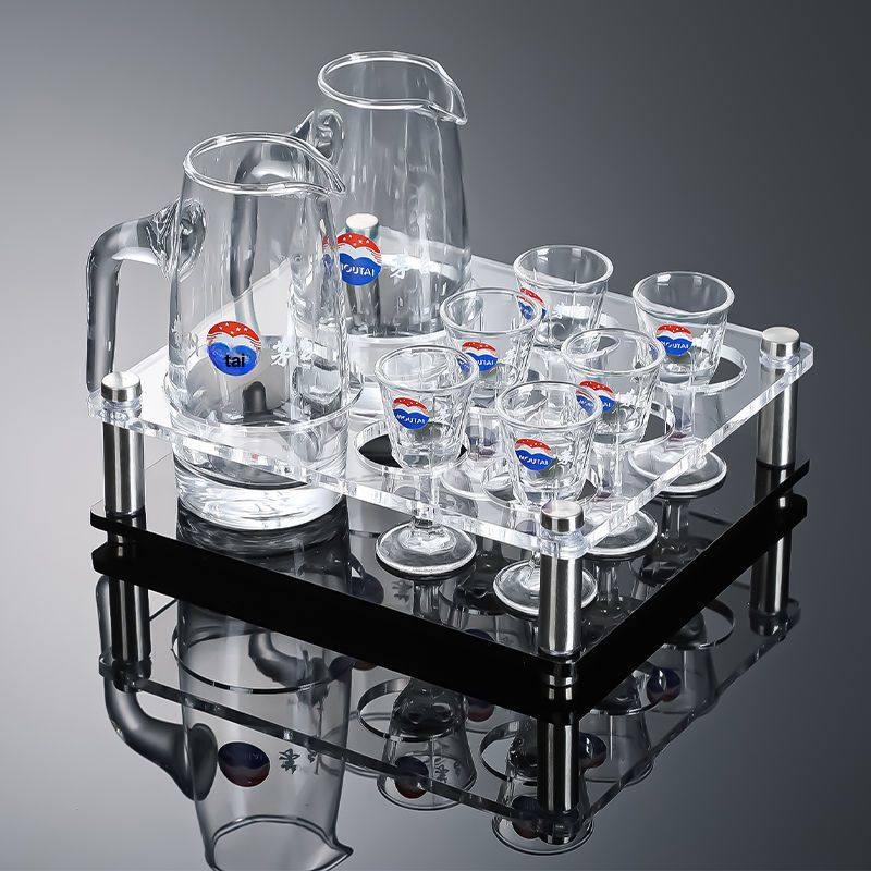 고량주잔 중국술잔 고급 바이주잔 마오타이 소주잔 컵 홀더 포함 150ml 용기 6잔 2개 - 상품 이미지