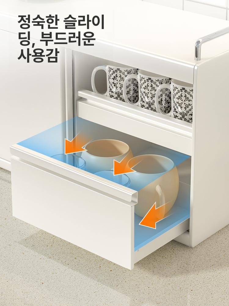 철제 싱크대위수납장 커피머신선반 아이보리 서랍형 스타일 C 60cm - 상세 이미지 2