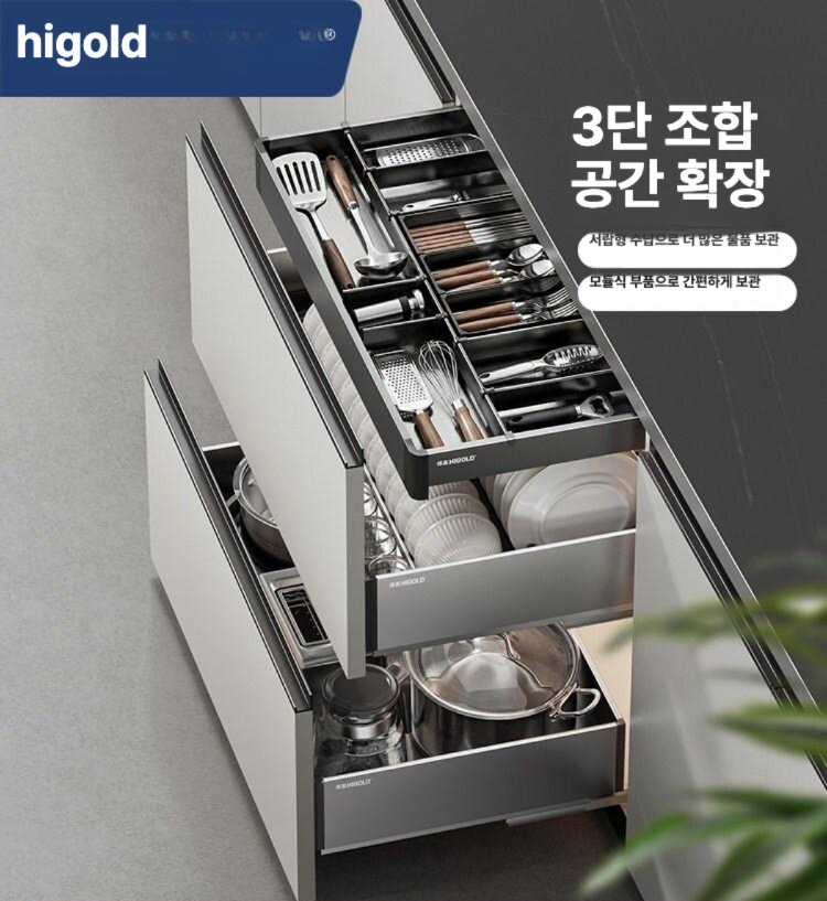바스켓 싱크대 코너 회전 캐비닛 선반 하부장 코너장 주방 수납 캐비넷 회전식 정리대 바구니 - 상세 이미지 2