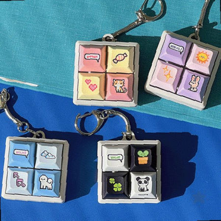 키보드버튼 장식고리 가방걸이 파우치장식 도트그래픽 네모 복고감성 디자인 휴대용
