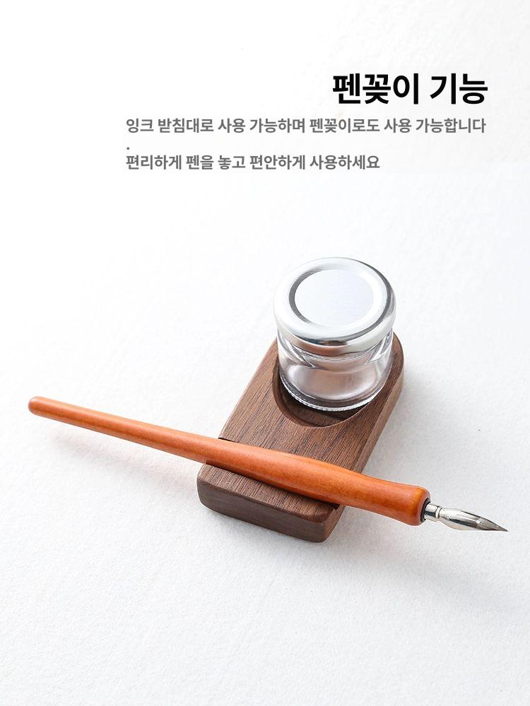 잉크병 받침대 잉크웰 A. 딥펜용 세트 펜홀더와 펜글씨 단일 펜 홀더 + 빈 병 - 상세 이미지 5