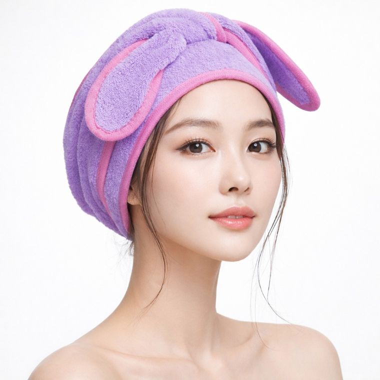 먼지없는 수건 극세사 타올 머리수건 양머리 세안밴드 세안 헤어밴드 - 상품 이미지