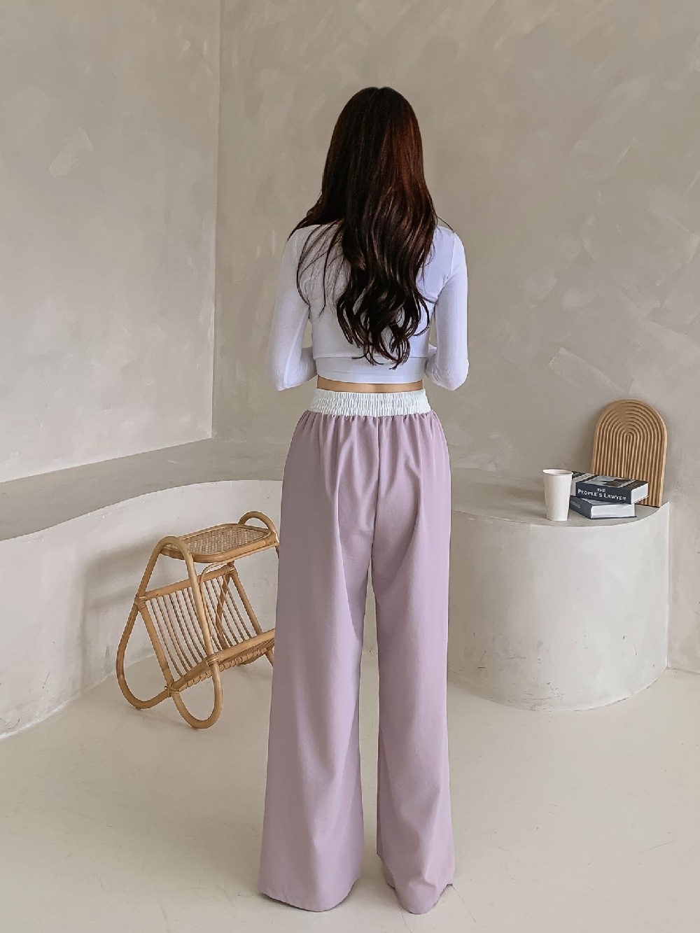 배색 바스락팬츠 일자 와이드 밴딩 통바지 편한 팬츠 이미지 6