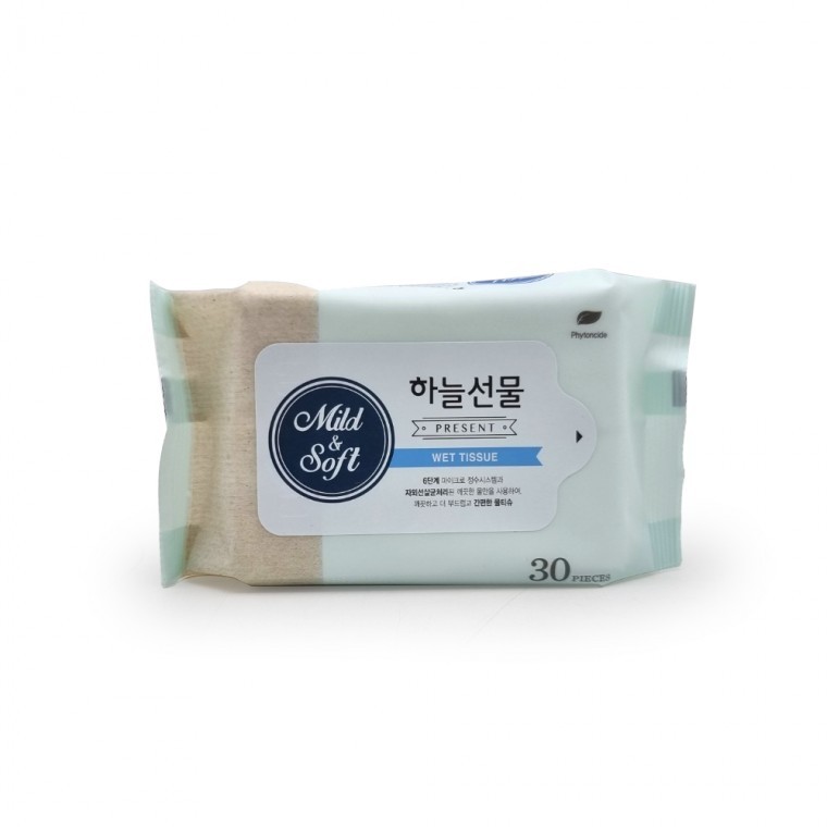 하늘선물 물티슈 30매 리필 여행용 소형 물휴지 - 상품 이미지