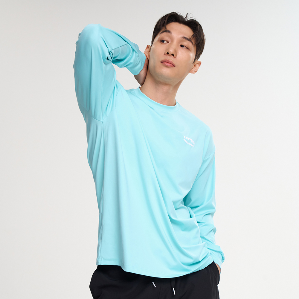 드라이쿨링 오버핏 남성 긴팔 래쉬가드 체형커버 수영복 루즈핏 비치웨어 민트 - 상세 이미지 5