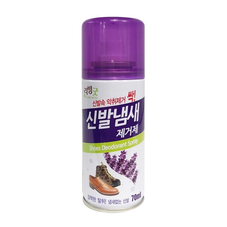 리빙굿 신발냄새제거제 소형 70ml 즉효 탈취 스프레이 발냄새 살균 구두 운동화용 - 상품 이미지