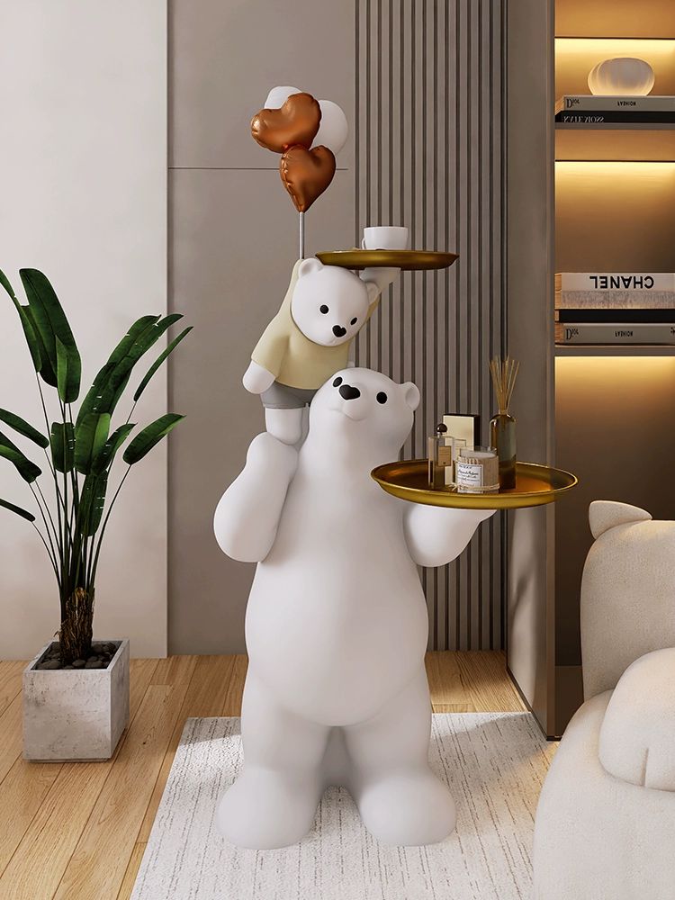 곰모형조형 트레이 베어 현관 거실 선반 장식 모양 인테리어 브릭 대형 북극 선물 장식품 크리 - 상세 이미지 5