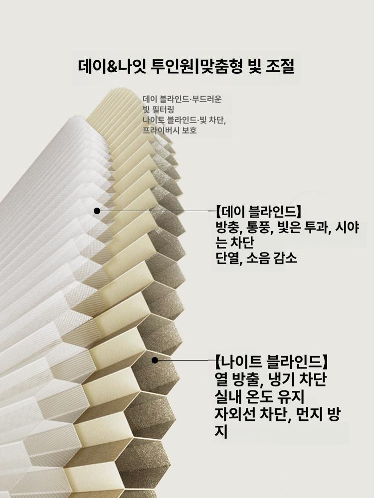 창문 블라인드 2.4mx1.2m 양문형 니트재질 주야 커튼 화이트 클리어화이트 B26-001 - 상세 이미지 3