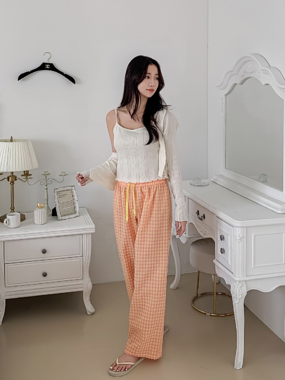 체크팬츠 봄 여름 잠옷바지 파자마 홈웨어 실내복 라운지웨어 팬츠 - 상세 이미지 4