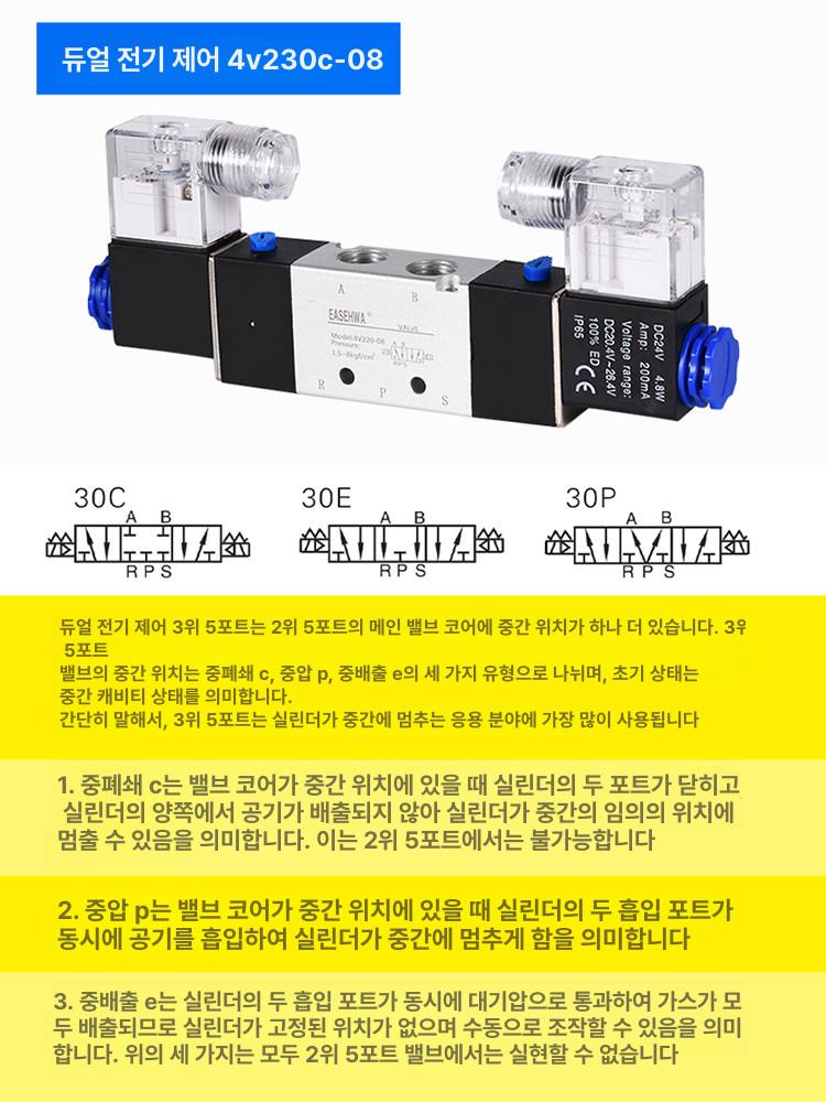 공압 밸브 컨트롤러 08 시리즈 4V 4V220-08 [AC220V] - 상세 이미지 3
