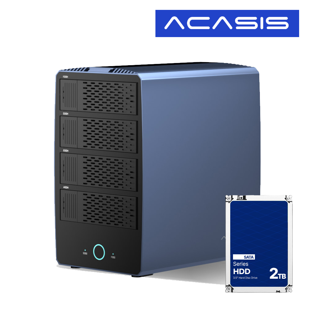 아카시스 H006 하이브리드 RAID 6베이 HDD 4Bay / M.2 NVMe 2Bay 40Gbps 외장스토리지 DAS 외장하드 케이스+SATA 하드디스크 2TBx1EA - 상품 이미지