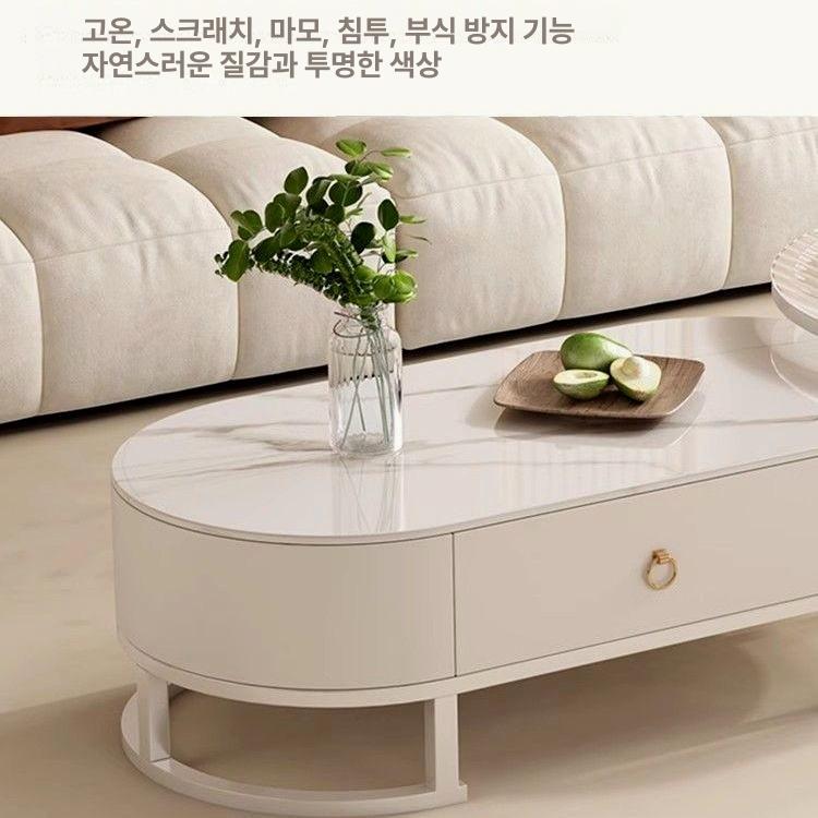 세라믹 거실 테이블 대리석 원형 인테리어 템파 보드 원 커피 좌식 소파 라운드 이미지 6