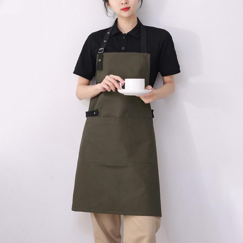 미용앞치마 헤어앞치마 미용실 방수 버튼포인트 블랙 커피 스탠다드 방수 - 상세 이미지 2