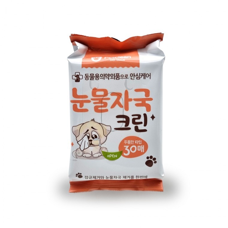 애견 눈물자국 크린물티슈 50g 30매 반려동물 청결 - 상품 이미지