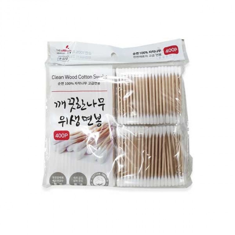 깨끗한나무 위생면봉 400p 대용량 나무스틱 귀청소 일회용 멸균처리 - 상품 이미지