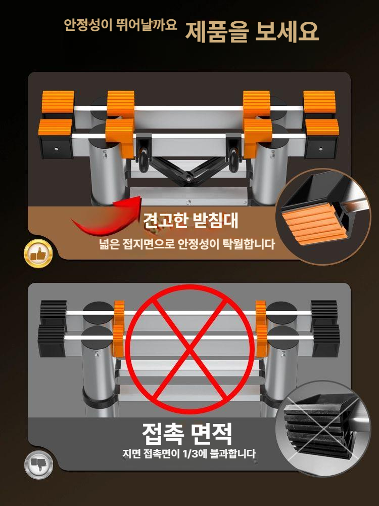 접이식 a형 사다리 안테나 스텝 가정용 광폭 이중 우마 일자 작업 풍산 간편 확장 - 상세 이미지 4