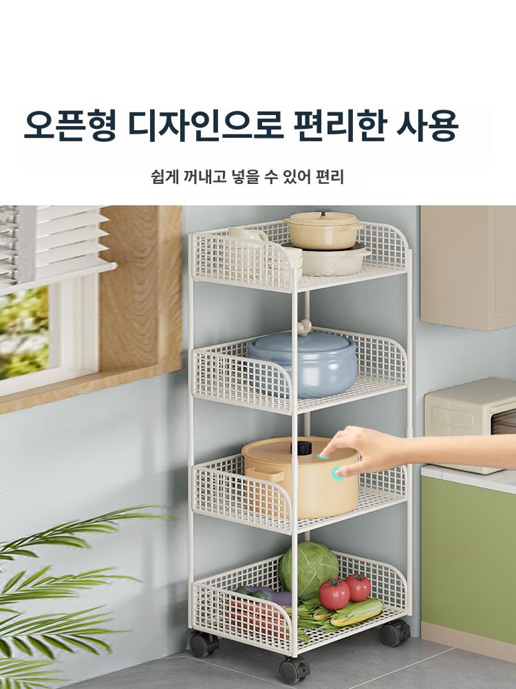 서랍형트롤리 세탁실 슬라이드 수납함 진열대 철제 이동선반 수납장 바퀴형 슬림 스낵바 - 상세 이미지 3