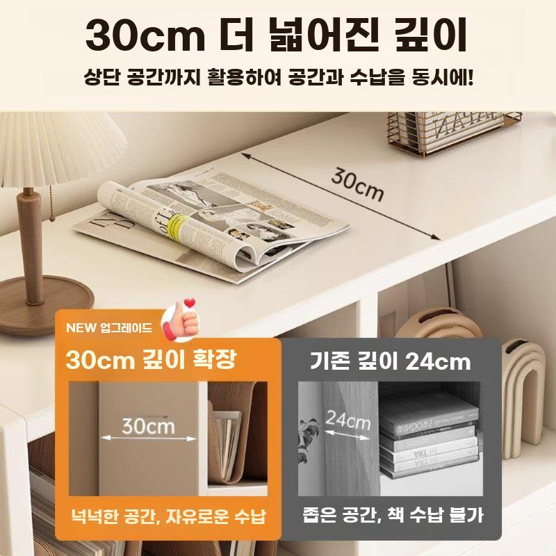 사이드 격자 수납장 책장 침실 탁자 책꽂이 인테리어 8격자 화이트 120x30x60CM - 상세 이미지 3