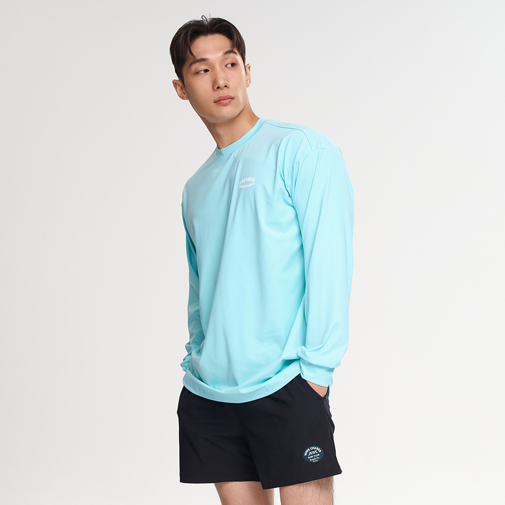 드라이쿨링 오버핏 남성 래쉬가드 반바지 상하세트 체형커버 수영복 비치웨어 민트 - 상세 이미지 2