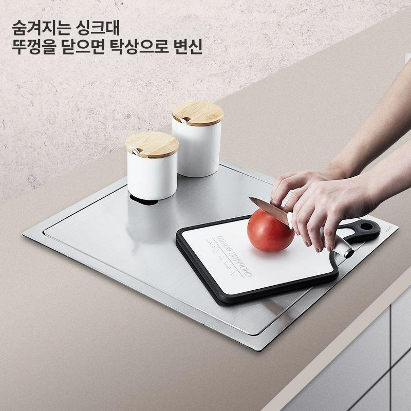 캠핑카 싱크볼 개수대 커버 세면대 씽크볼 트레일러 주방 실버 39x43cm 정수기 - 상세 이미지 2