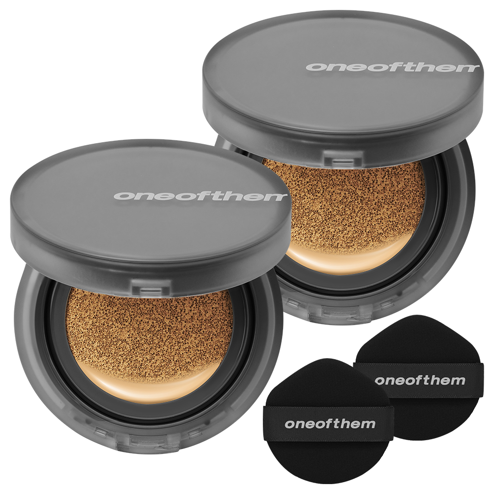 원오브뎀 드뗑 맨즈케어 파운데이션 커버 쿠션 더블세트 12g(SPF50+), 퍼프 2ea - 상품 이미지