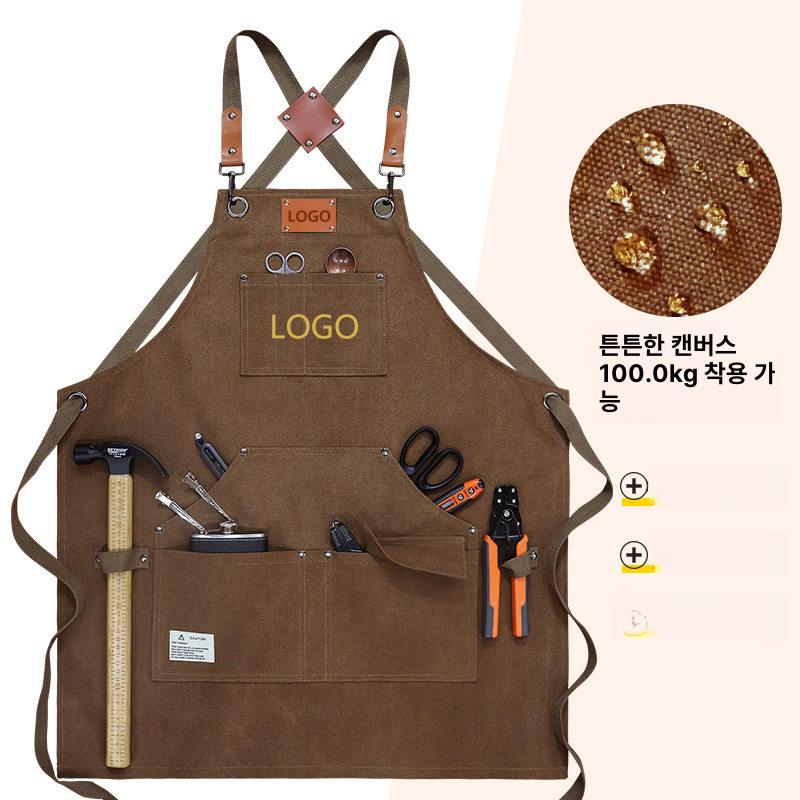 정원 공방 목수 작업 앞치마 카페 데님 그레이 - 상세 이미지 2