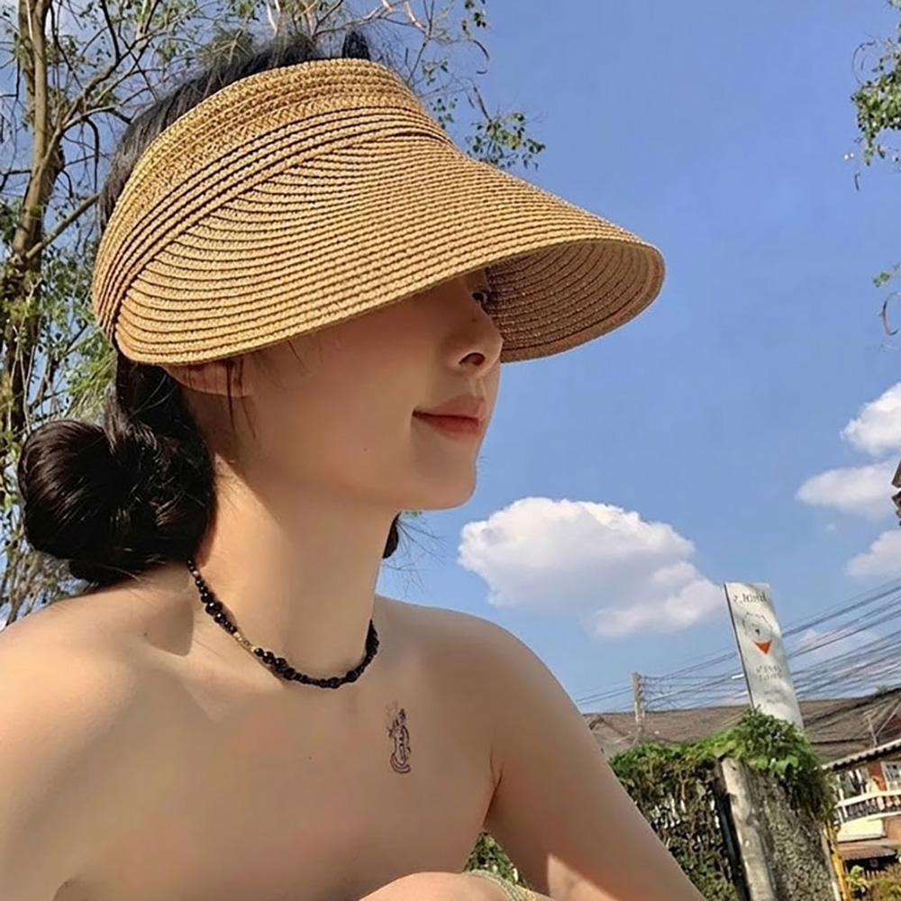 여성 깔끔 디자인 데일리 여름 외출 햇빛 차단 밀짚 썬캡 모자 - 상품 이미지