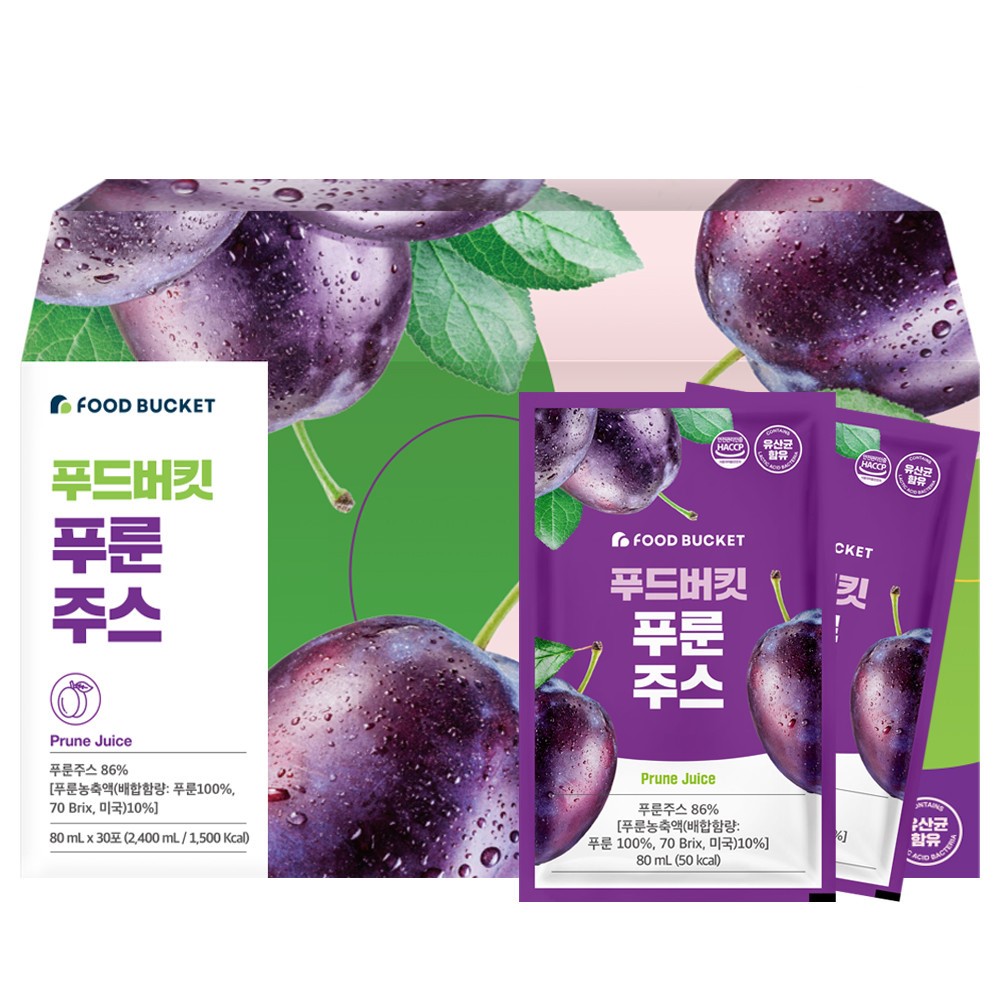푸드버킷 유산균함유 푸룬주스 푸룬쥬스 30포, 1개 제품 이미지