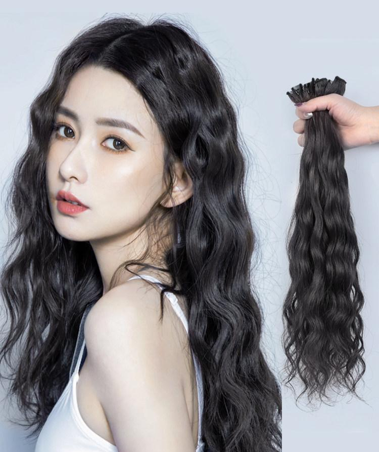인모 부분가발 여자 피스 웨이브 붙임머리 판매용 [5장] 내추럴 컬러 65cm - 상품 이미지