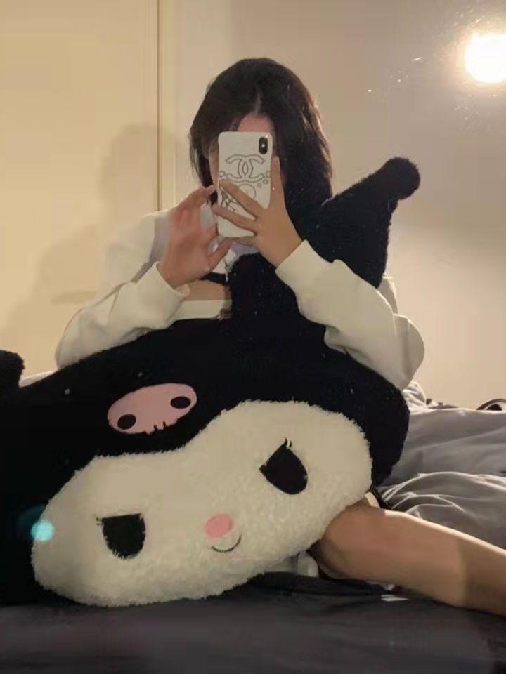 산리오 쿠션 베개 방석 소파 침대 사무실 머리 목 대형 선물 쿠로미 마이멜로디 마이멜로디 (피치 벨벳) 40cm - 상세 이미지 5