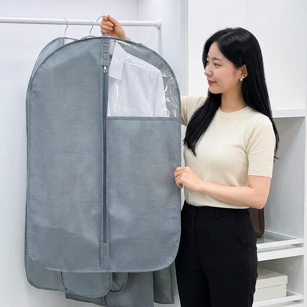 아모란나 먼지방지 옷보관 드레스룸 옷장정리 더명품 부직포 옷커버 M 미디엄 - 상품 이미지