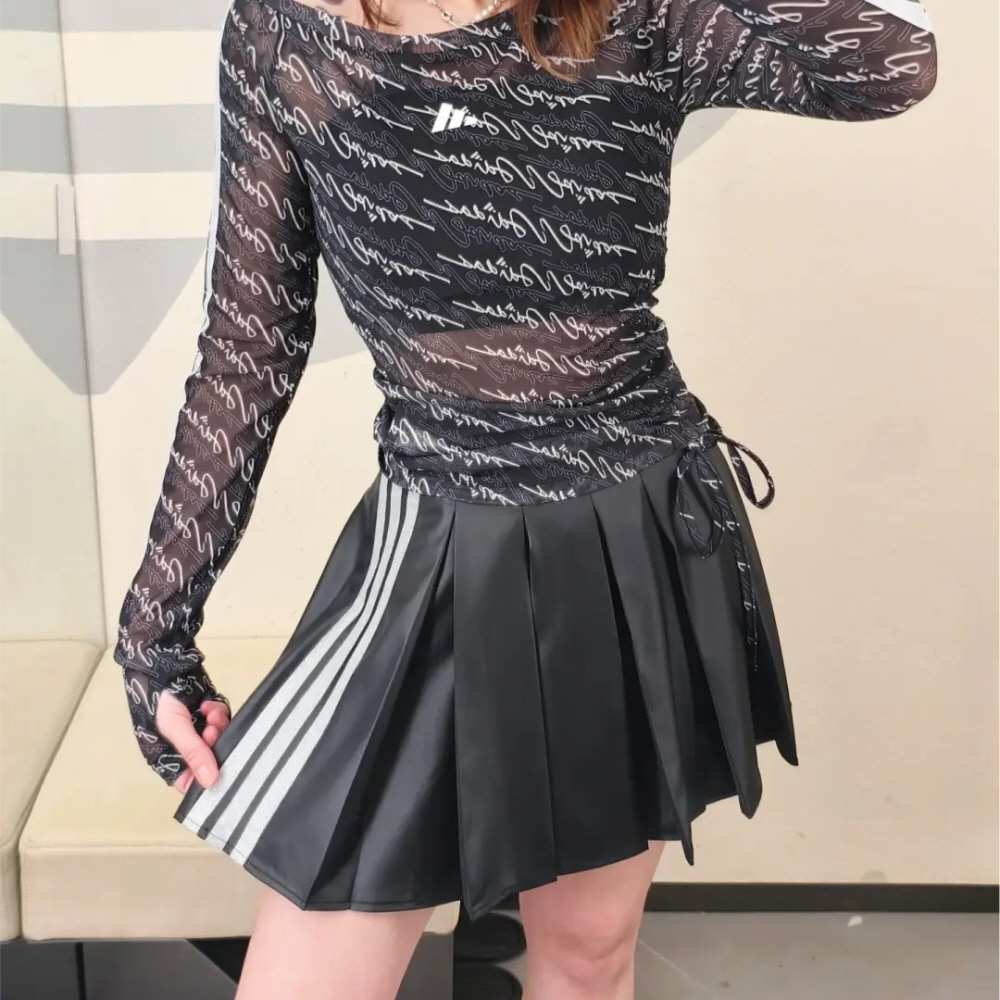 아디다스 삼선 스트라이프 댄스 미니 여성 스커트 치마 블랙 KR7605 - 상세 이미지 5