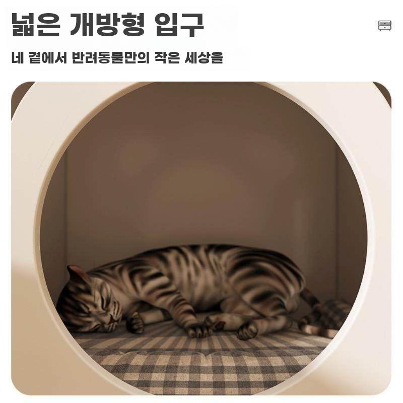 고양이 하우스 협탁 원목 사이드 테이블 다기능 오크 40x40x50cm M - 상세 이미지 4