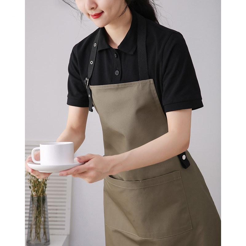 미용앞치마 헤어앞치마 미용실 방수 버튼포인트 블랙 커피 스탠다드 방수 - 상세 이미지 4