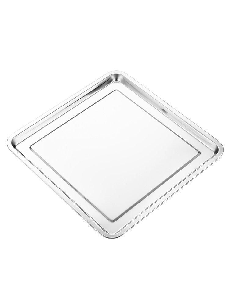 업소용 정사각 쟁반 플래터 요리 안주 오봉 트레이 철판 20x20x2cm 얕은 - 상품 이미지