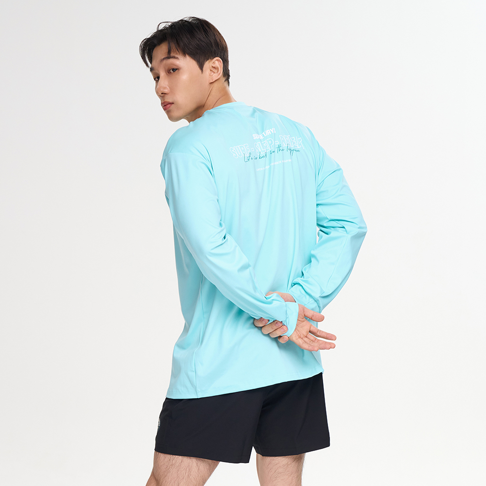 드라이쿨링 오버핏 남성 래쉬가드 반바지 상하세트 체형커버 수영복 비치웨어 민트 - 상품 이미지