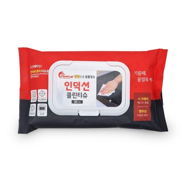 인덕션 클린티슈 30매 한장으로 알뜰청소 다목적 세정티슈 - 상품 이미지