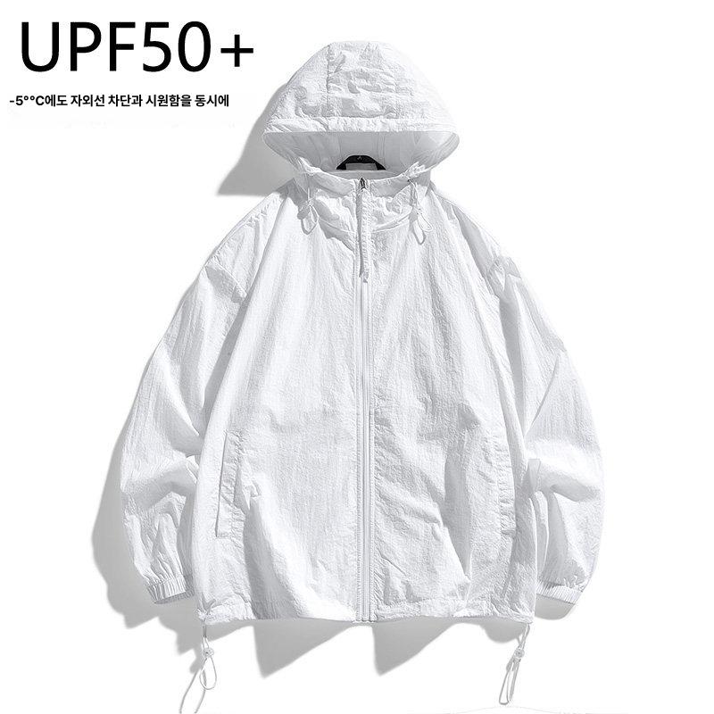 UPF50 플러스 아이스 실크 빠른 건조 자외선 차단 얇은 자켓 화이트 S 40-50kg - 상품 이미지
