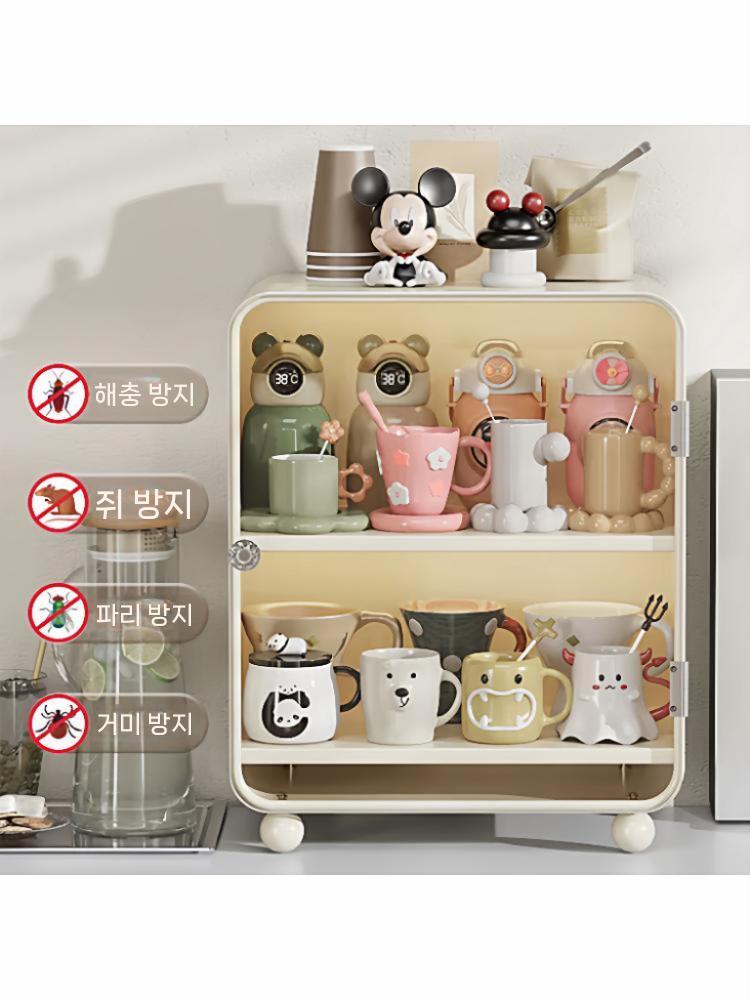 컵수납장 주방 미니수납장 컵진열장 홈카페장 컵 정리함 보관함 커피잔 물컵 컵보관 - 상세 이미지 3