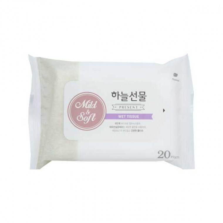 하늘선물 물티슈 20매 리필 여행용 소형 - 상품 이미지