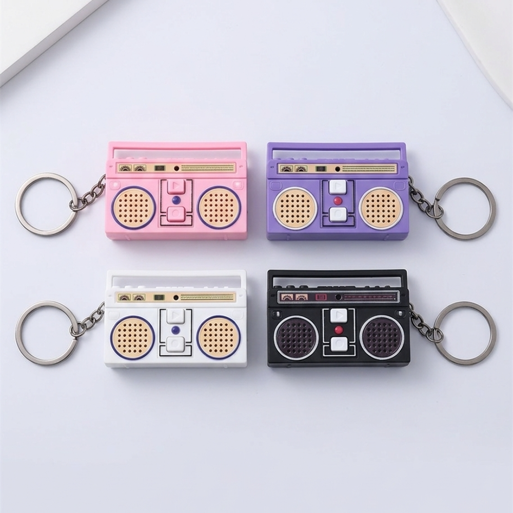 레트로 미니 라디오 녹음기키링 스피커 음성녹음 키링 카세트 앤티크 이벤트 선물Y2K 인싸템 - 상품 이미지