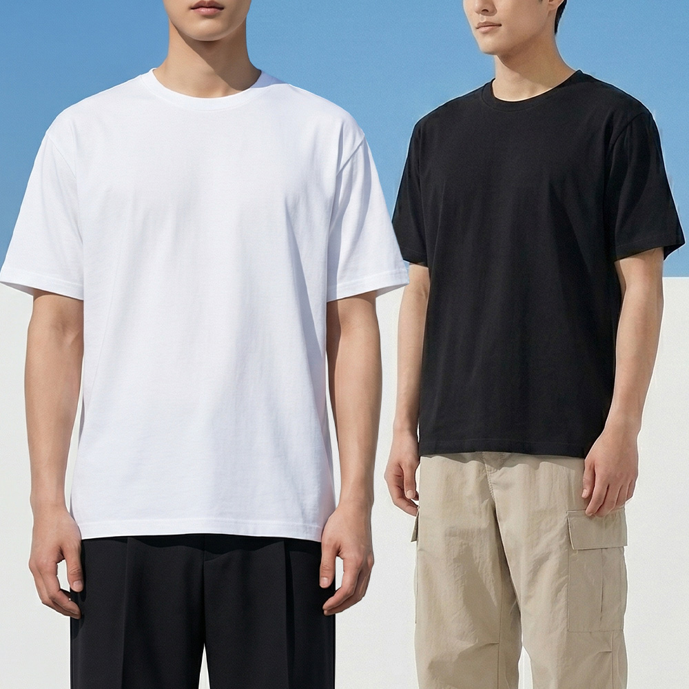1+1 흰면티 남자레이어드티 무지티셔츠