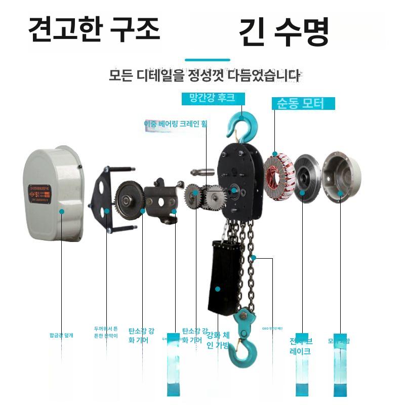 전동 체인 블록 3톤 호이스트 하역 윈치 크레인 2톤 1tx9m (220v) - 상세 이미지 5